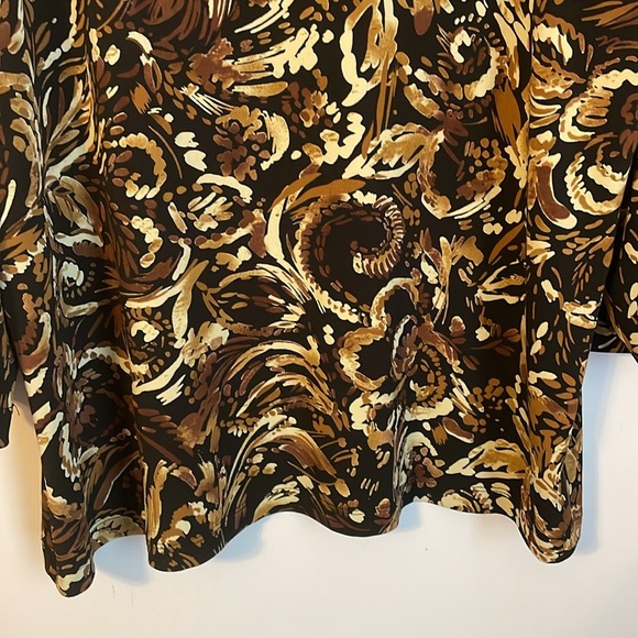 Additions by Chico’s Brown Black Abstract Floral Slinky Stretch Blouse size 3 - Picture 3 of 15